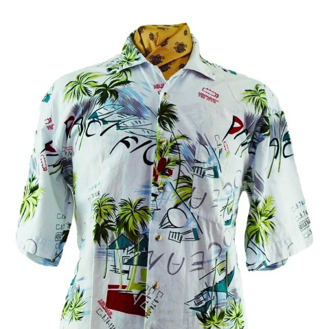Front close up of Back of Versace Classics Hawaiian Shirt