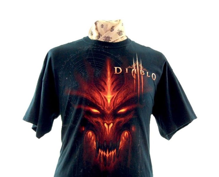 Diablo Flame Tee Shirt - XL - Blue 17 Vintage Clothing