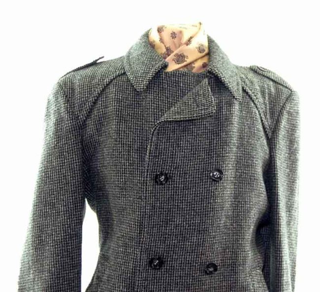close up of Double Breasted Pea Coat Mens