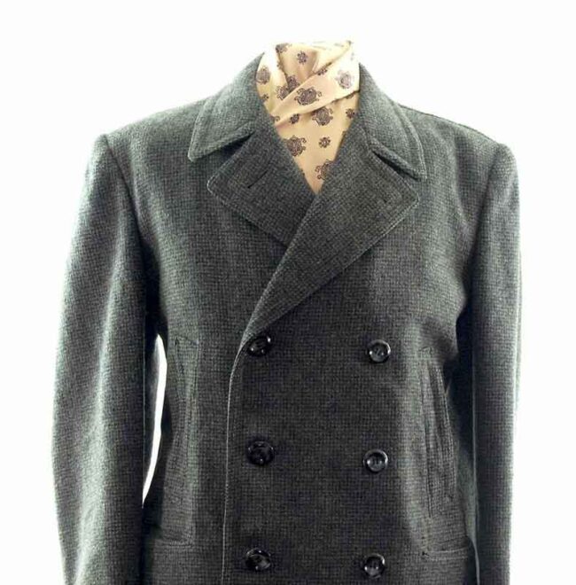 close up of Grey Wool Coat Mens