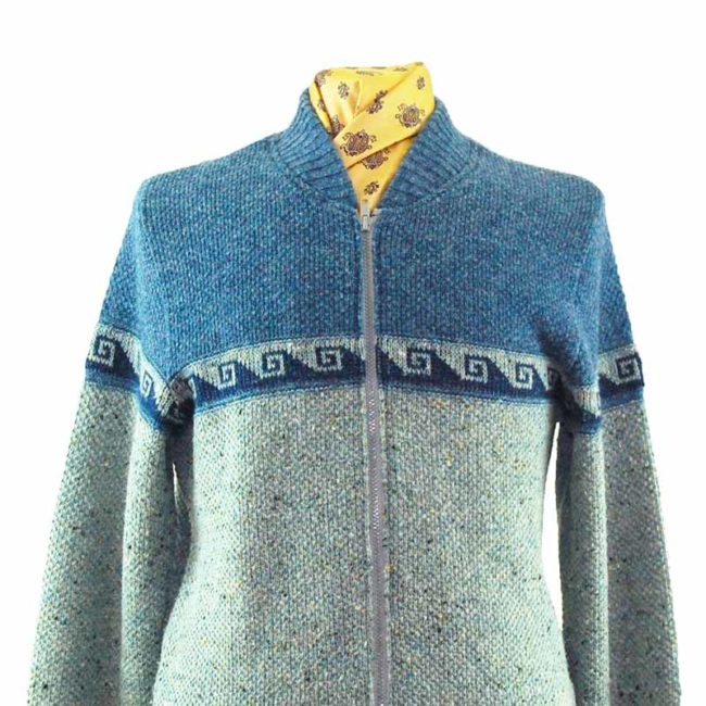 close up of Mens Two Tone Vintage Cardigan