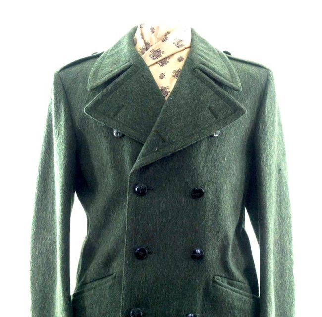 close up of Mens Vintage Wool Pea Coat
