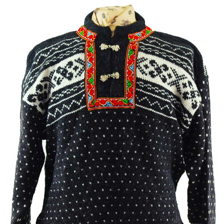 Traditional Norwegian Sweater UK L Blue 17 Vintage Clothing