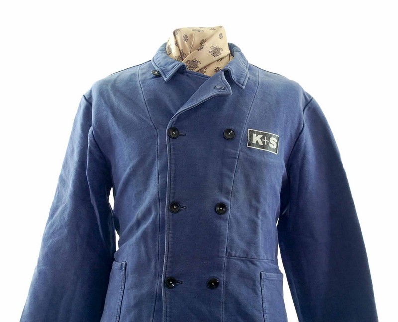Vintage Moleskin Blue Work Jacket - UK L - Blue 17 Vintage Clothing