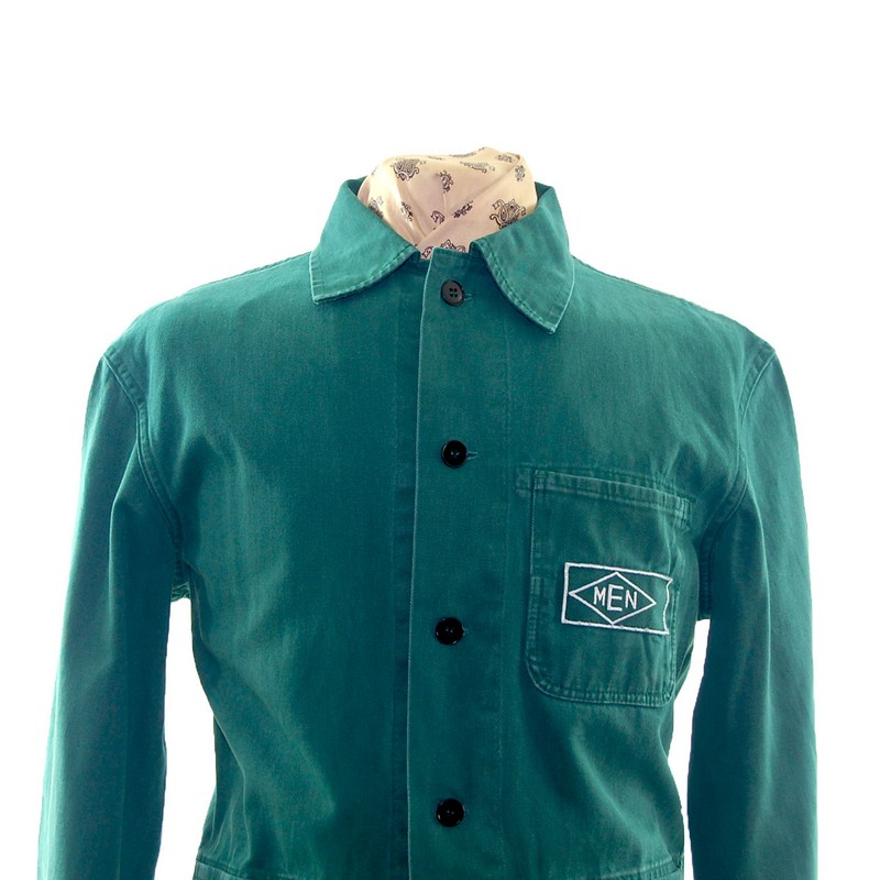 Dark Green Work Jacket - UK L - Blue 17 Vintage Clothing