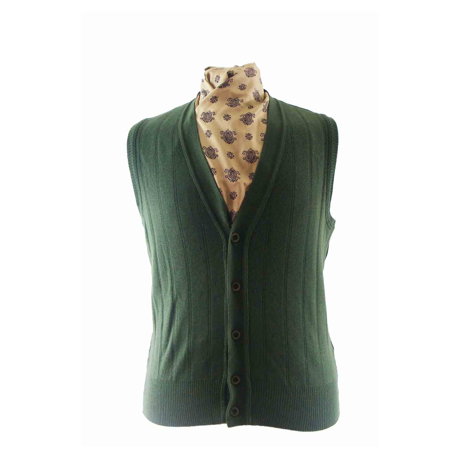 80s Olive Green Button Through Tank Top - L