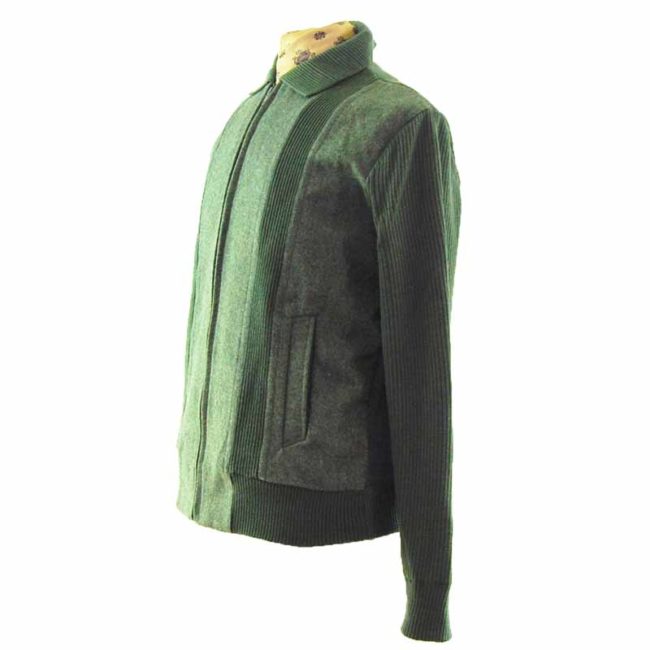 side of 70s green Felted Cardigan