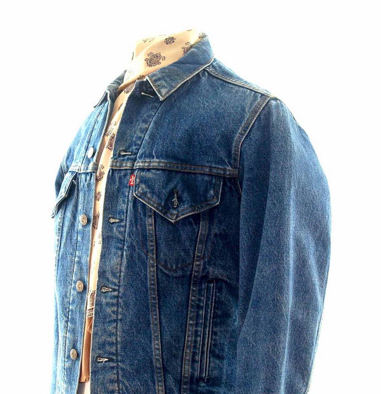 Dark Stone Wash Levis Jacket - M - Blue 17 Vintage Clothing