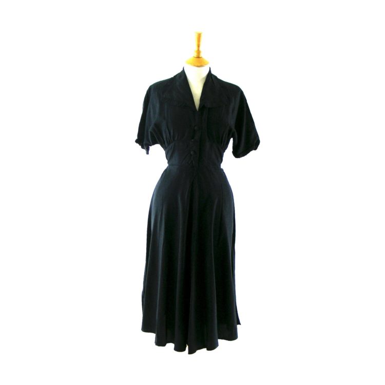 Dark blue 1940s vintage dress