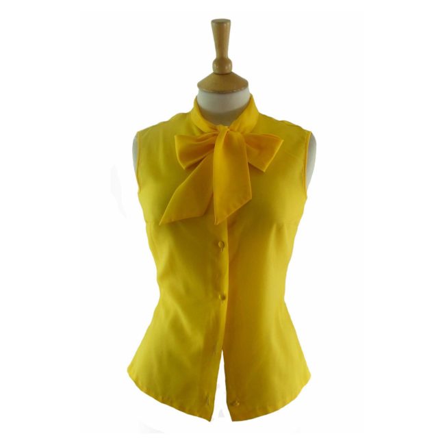 60s-Yellow-Pussy-Bow-Blouse