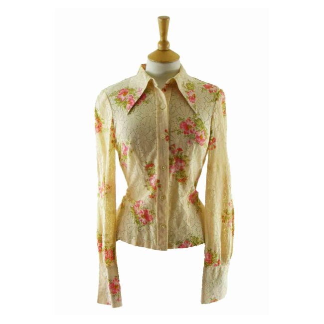 70s-Cream-Colored-Floral-Print-Blouse