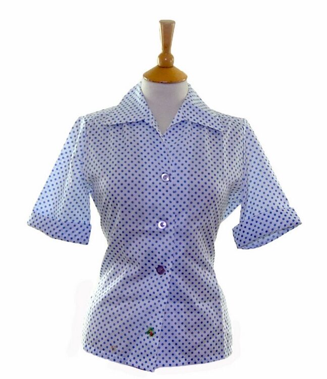 70s-Polka-Dot-Short-Sleeve-Blouse.