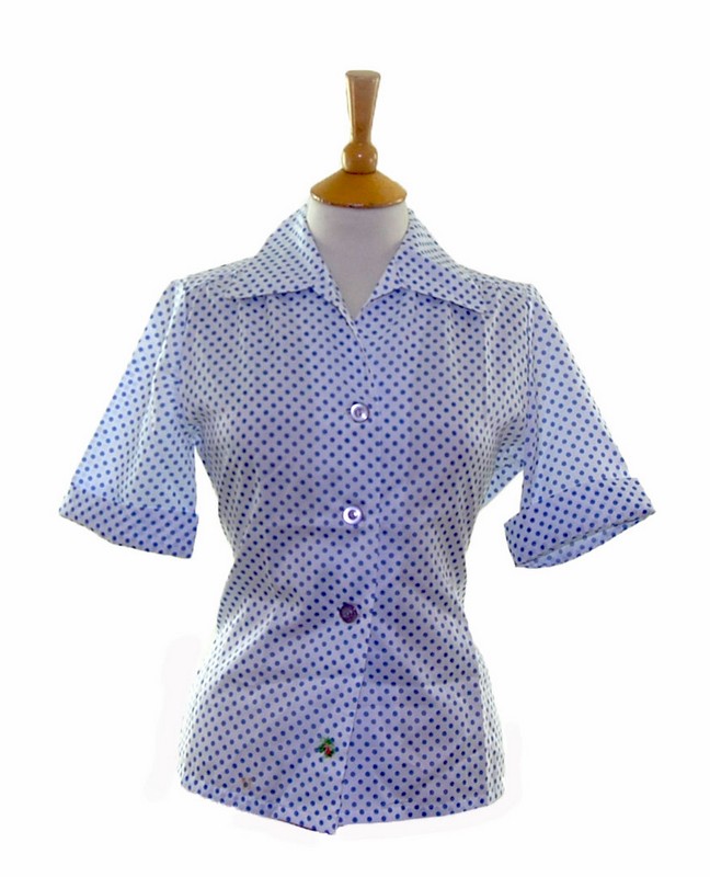 70s-Polka-Dot-Short-Sleeve-Blouse.