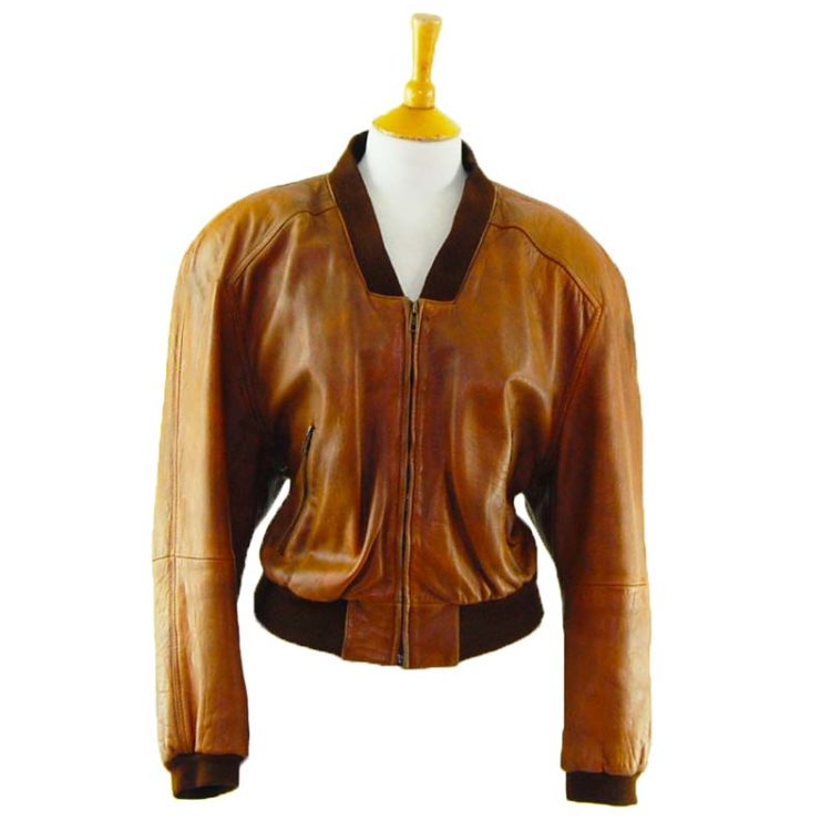 80s Cropped Tan Leather Jacket