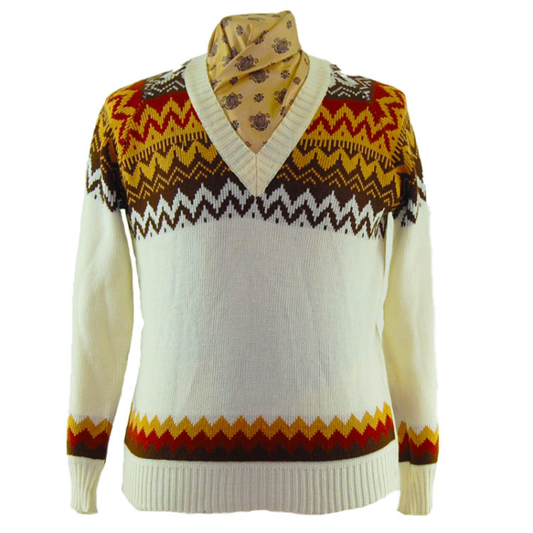 80s V-Neckline Cream Sweater