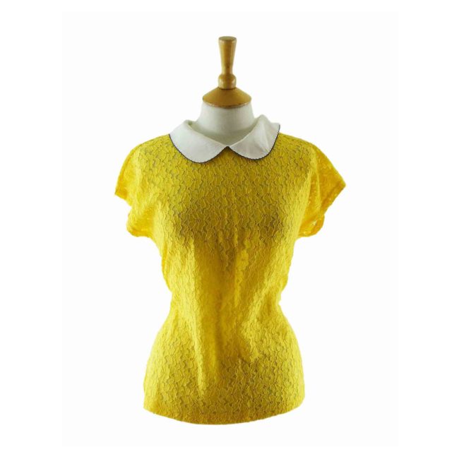 80s-Yellow-Lace-Peter-Pan-Collared-Blouse