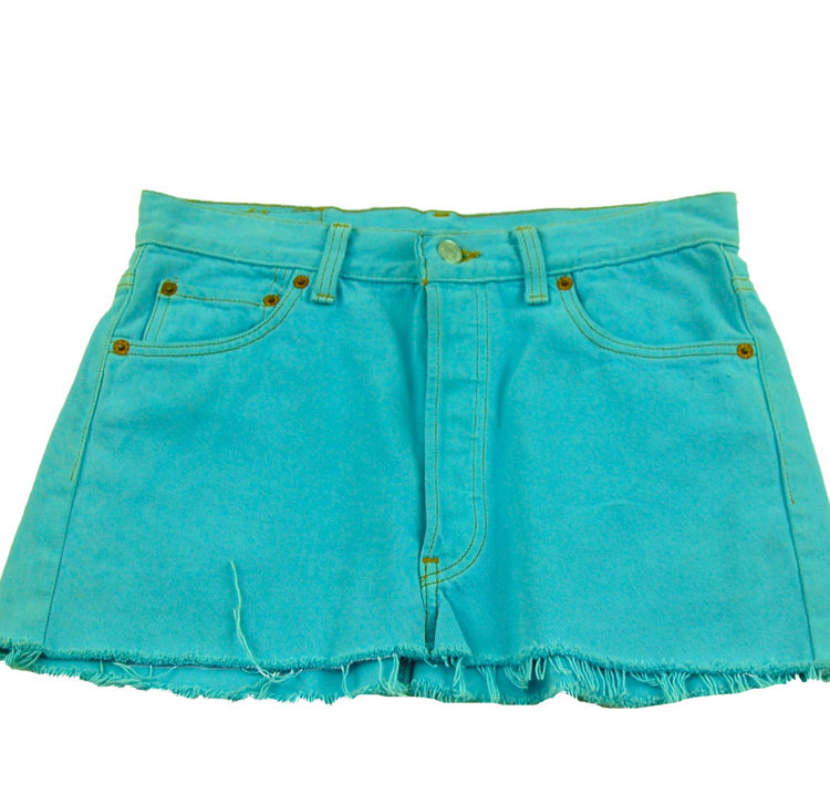 90s Cropped Levis Blue Denim Skirt
