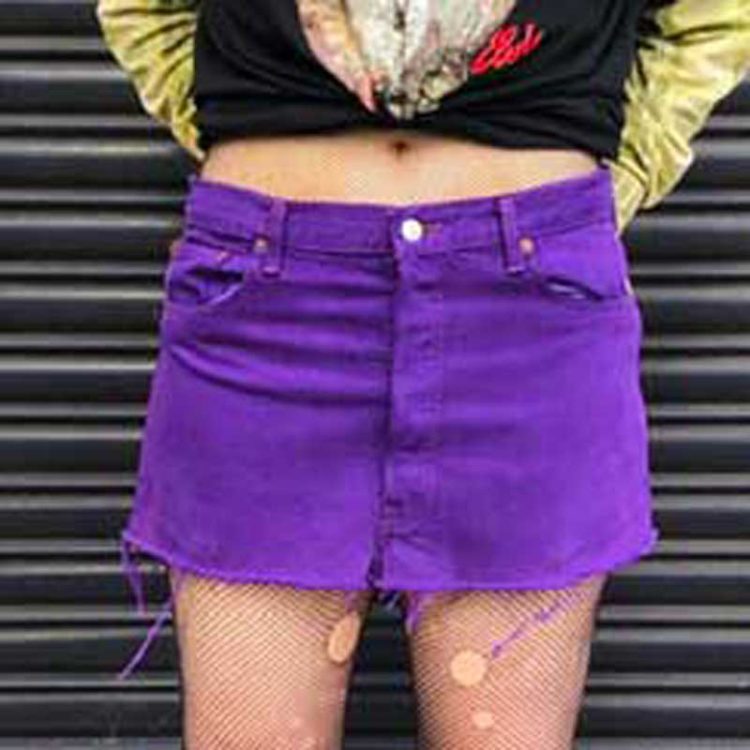 90s Raw Hem Purple Levis Skirt