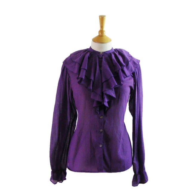 90s Purple Ruffled blouse