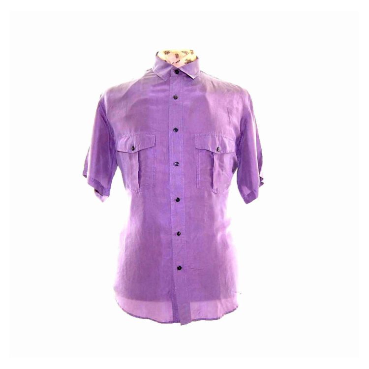 90s Violet Short Sleeve Silk Shirt