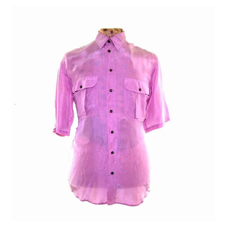 90s Light Pink Short Sleeve Silk Shirt