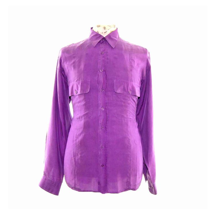 90s Purple Long Sleeve Silk Shirt