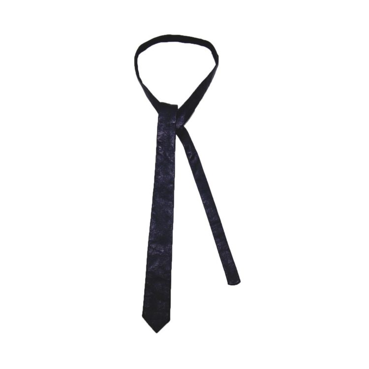 60s Slim Dark Purple Leather Tie