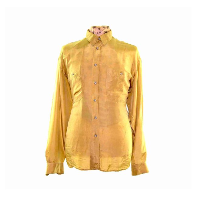 90s Gold Long Sleeve Silk Shirt