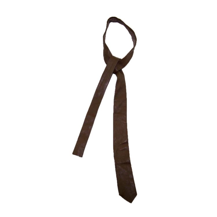 60s Slim Medium Brown Leather Tie