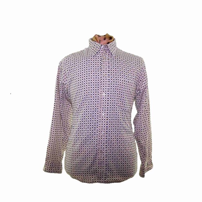 70s White Spotted Corduroy Shirt