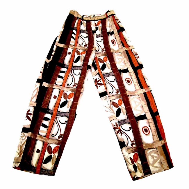 90s Brown Patterned Straight Leg Trousers