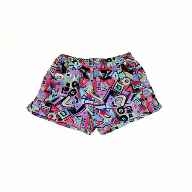 90s Abstract Colorful Patterned Beach Shorts