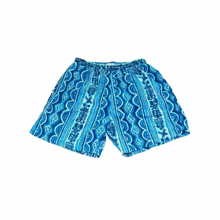 90s Blue Stripe Patterned Beach Shorts