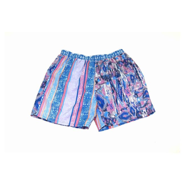 90s Blue Dual Patterned Beach Shorts