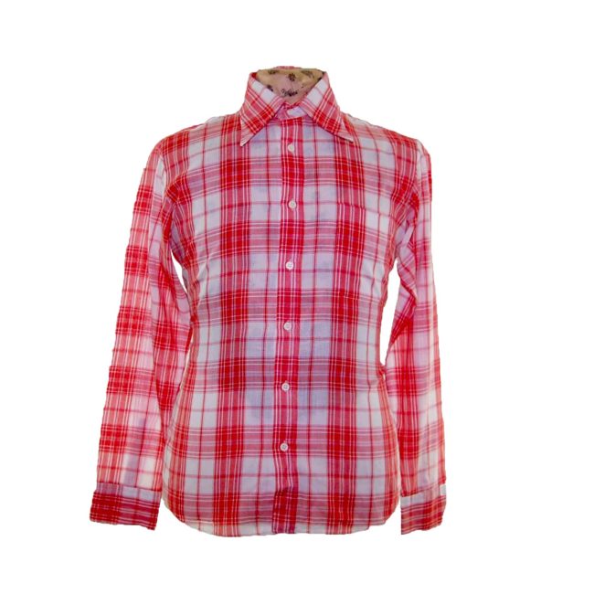 70s Red Checked Long Sleeve Shirt