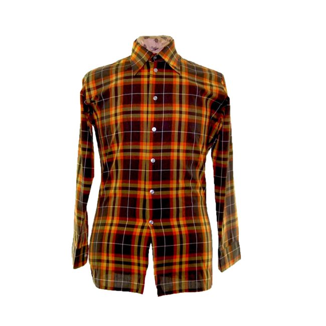 70s Autumnal Checked Long Sleeve Shirt