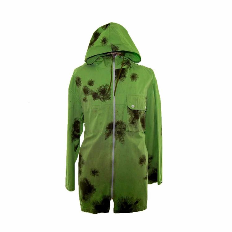 90s Tie Dye Bright Green Hooded Army Parka