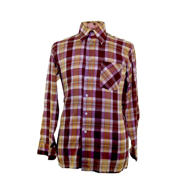 70s Muted Purple Checked Long Sleeve Shirt
