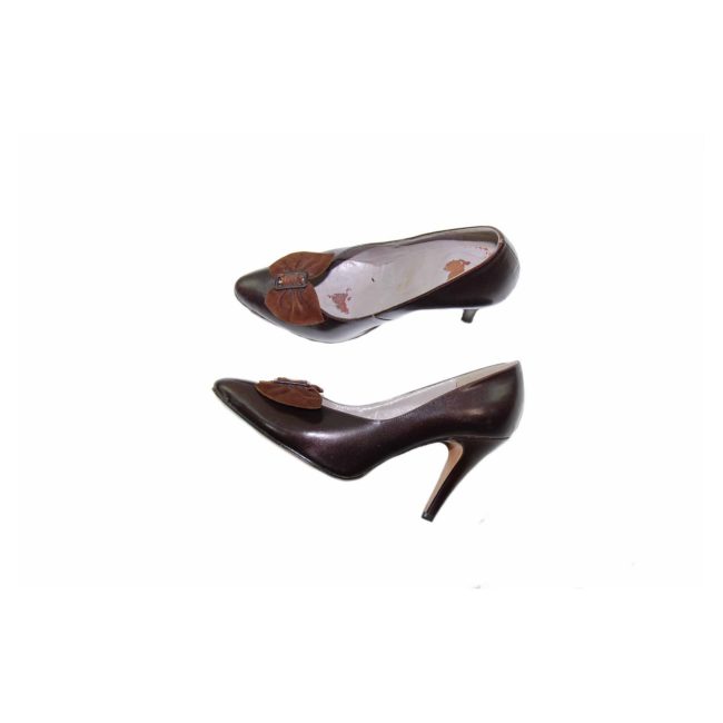 80s Brown Leather Heeled Pumps