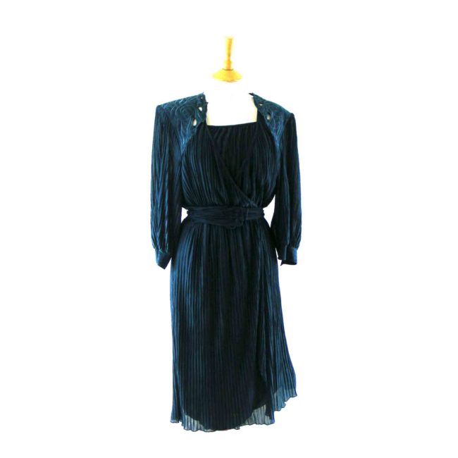 Navy blue 80s vintage dress