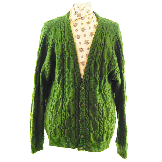 Vintage V-Neckline Green Cardigan