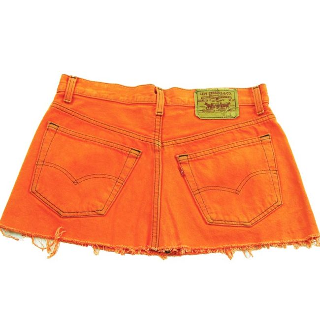 back of 90s Levis Vibrant Orange Mini Skirt