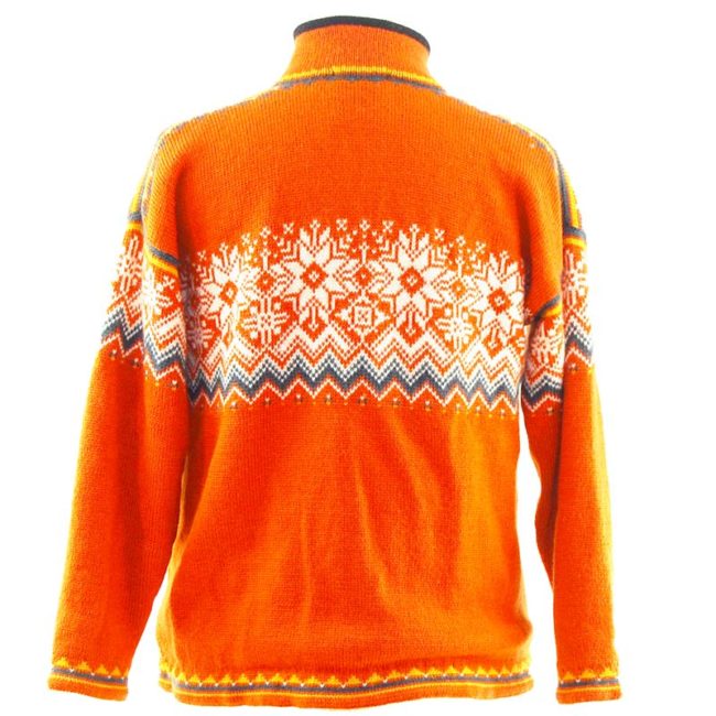back of Orange Norwegian Sweater