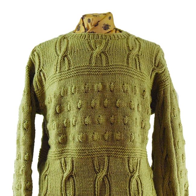 close up ofOversized Vintage Knit Dad Sweater