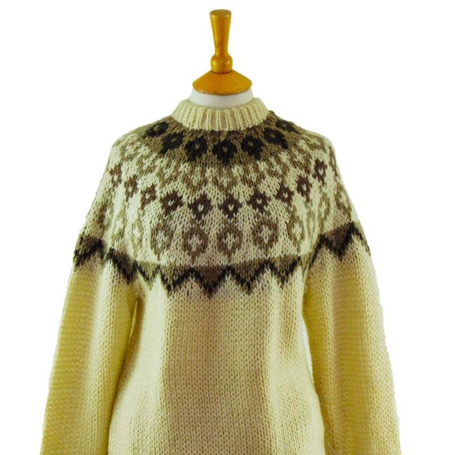 close up of Patterned Icelandic Wool Sweater