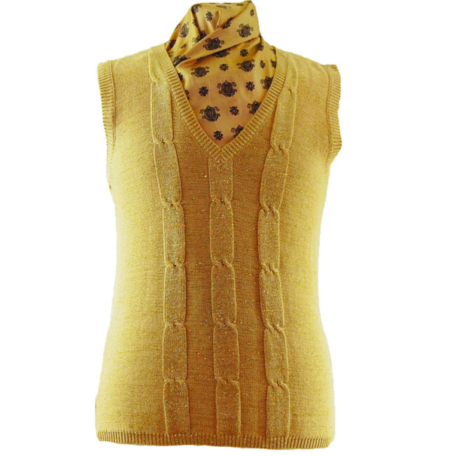 70s Vintage Beige Glitter Vest