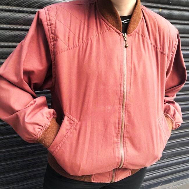 80s Maroon Synthetic Bomber Jacket