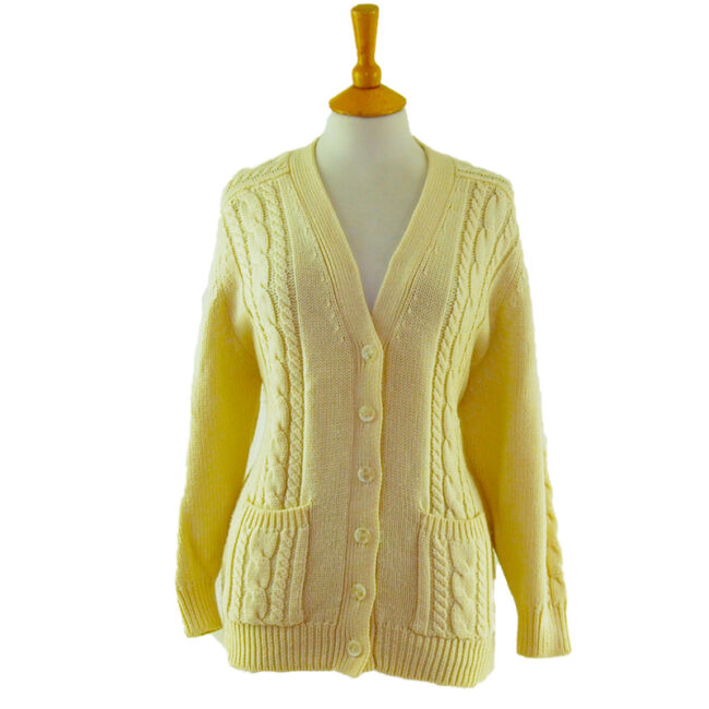 80s Cream Grandad Cardigan