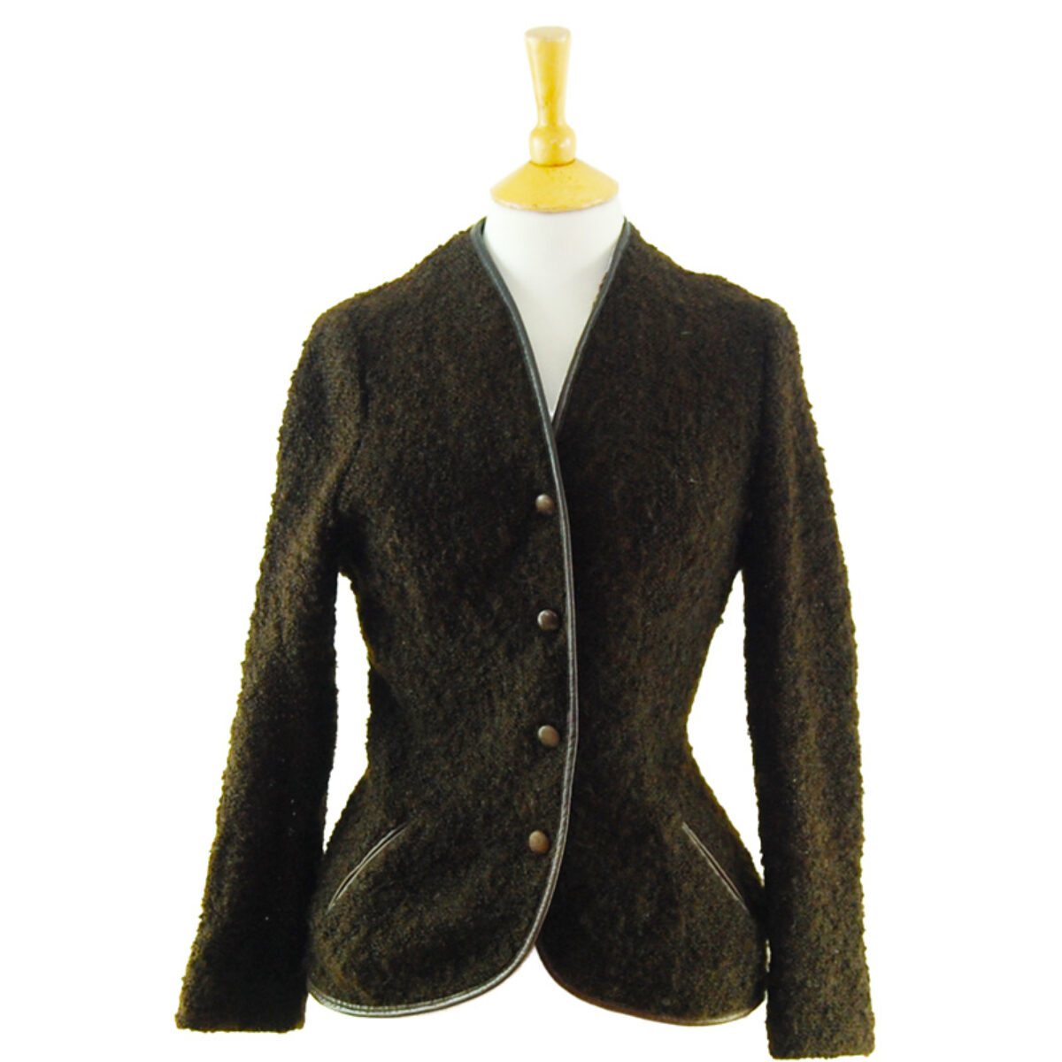 80s Mohair Brown Cardigan - UK 14 - Blue 17 Vintage Clothing