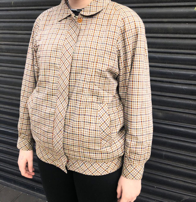 80s Small Brown Check Bomber Jacket